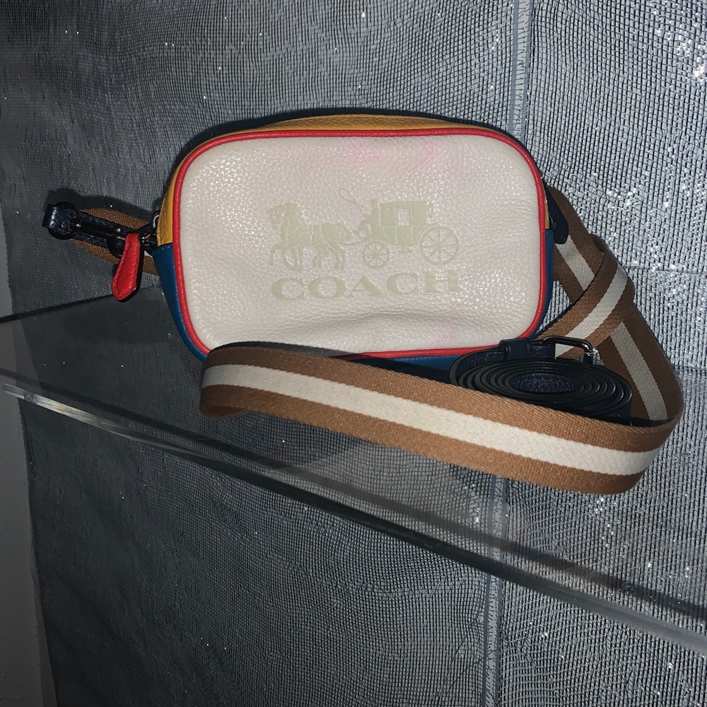 Yellow red and blue convertible Coach purse NWOT